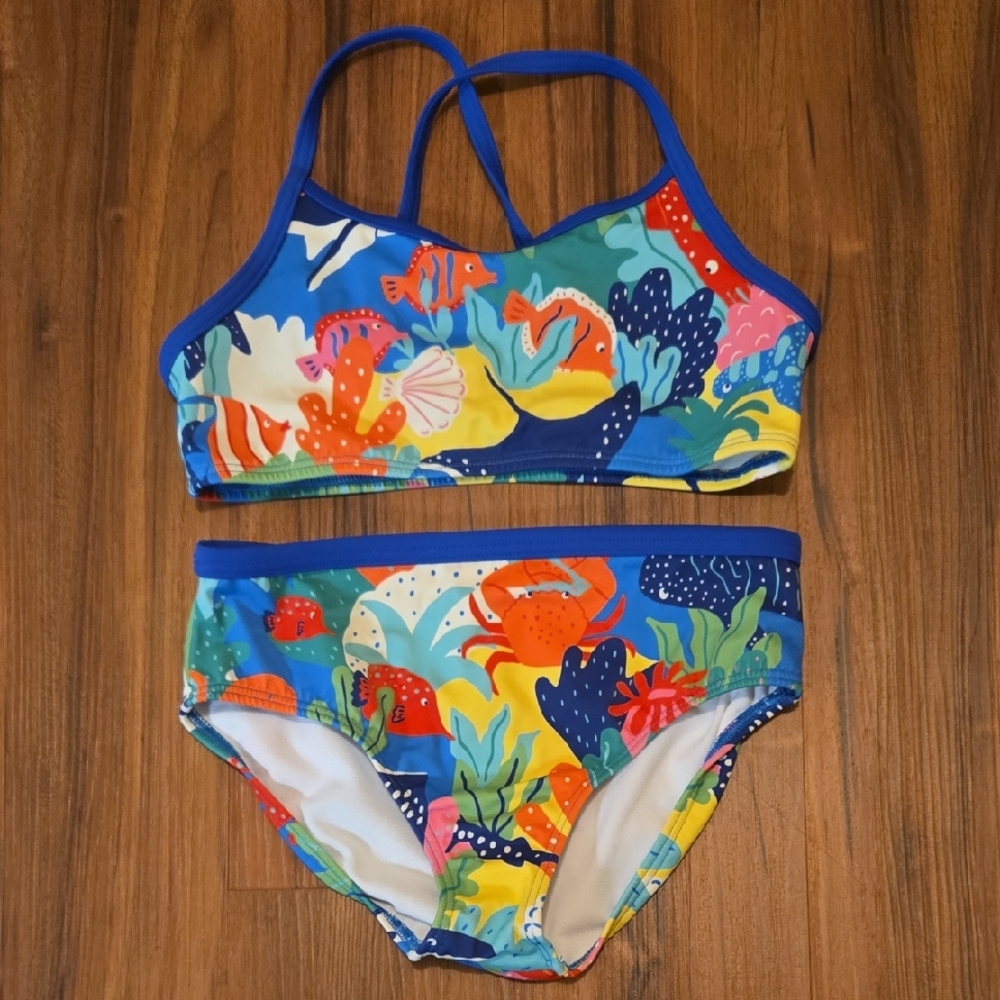 Boden Kids Bikini with Blue and Orange Print